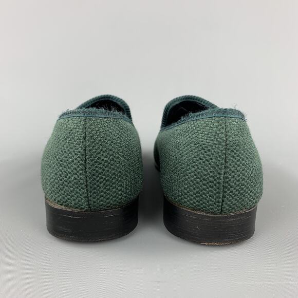 SHIPTON Size 8 Forest Green Woven Silk Embroidery Slippers Loafers - Picture 7 of 11
